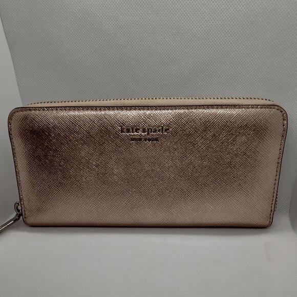Kate Spade Women's Long Zip Closure Wallet - Metallic Pink - Picture 1 of 11